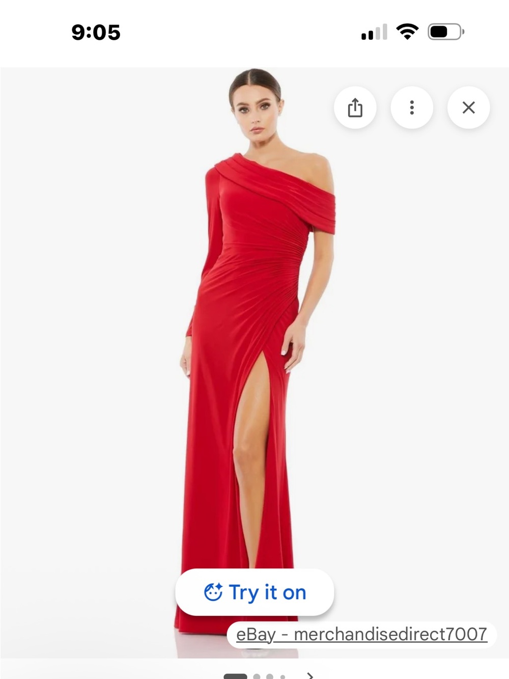 Mac Duggal Red One-Shoulder Ruched Asymmetrical Dress